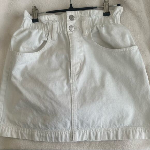 Forever 21 Paper-bag White Denim Jean Mini Skirt Size M - Picture 1 of 5